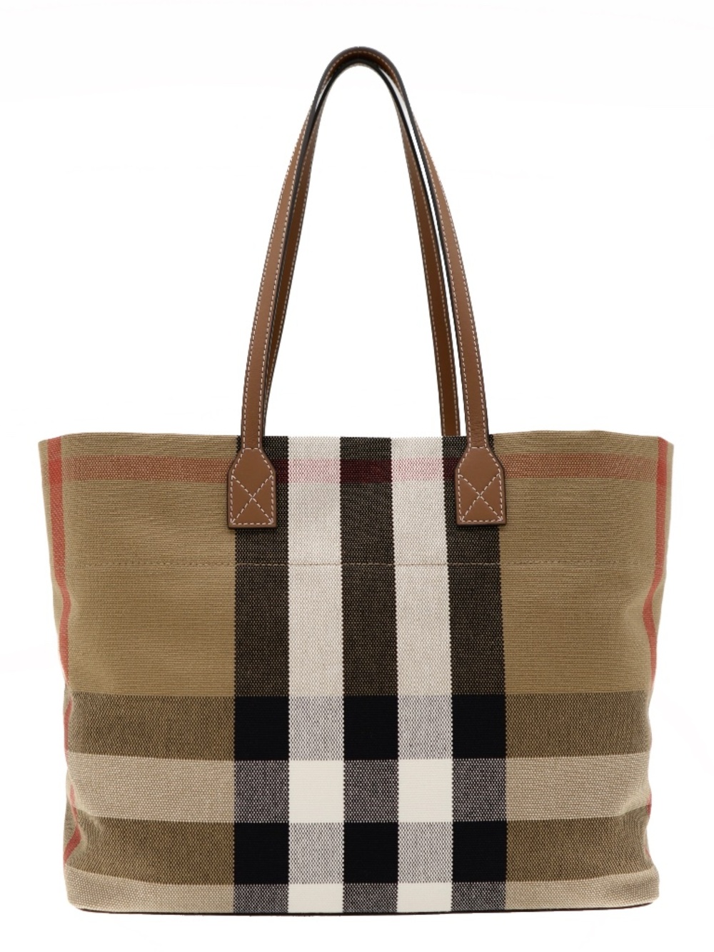 Burberry London Tote Check Taupe Brown Canvas New